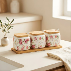 Porcelain Spice Jar Set - 3 Pcs